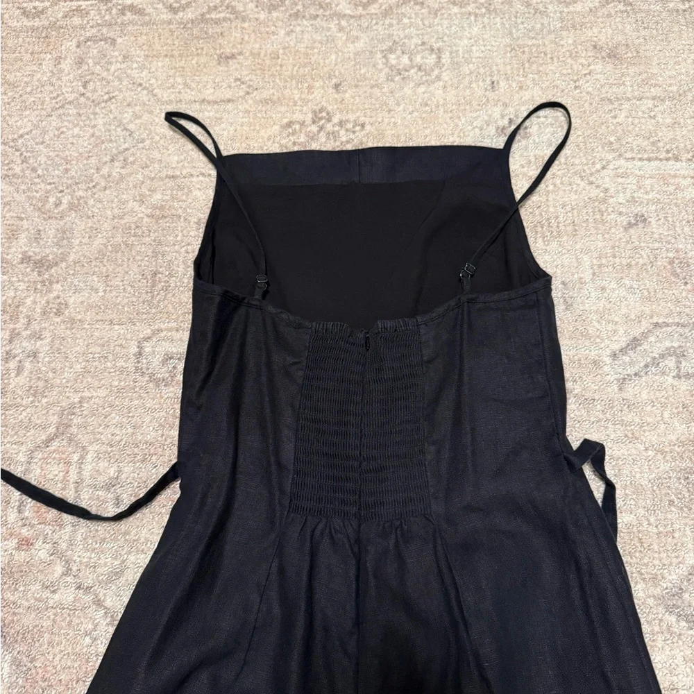 Reformation Black Wide-Leg Slip Jumpsuit with Spaghetti Straps